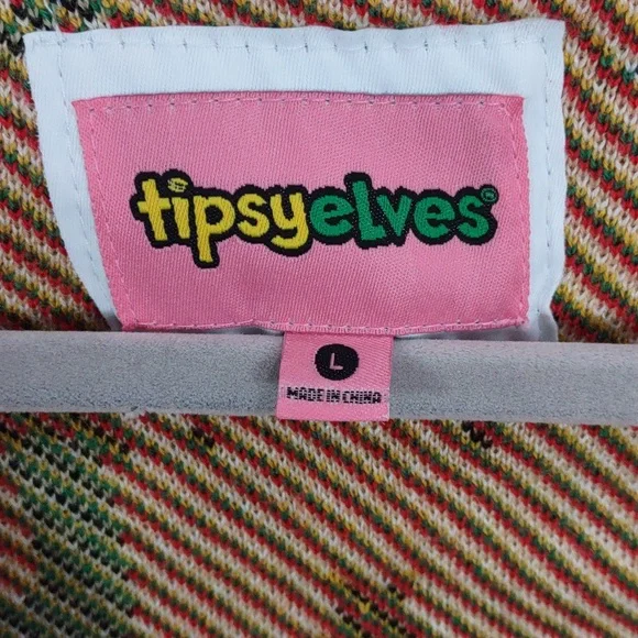 Tipsy Elves Black Cardigan with Red Trim and Festive Motifs - Picture 5 of 17